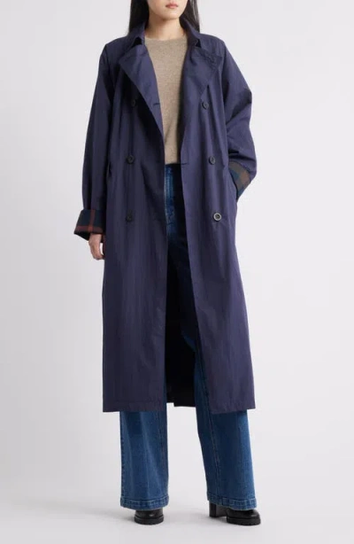 Bernardo Longline Rain Trench Coat In Blue