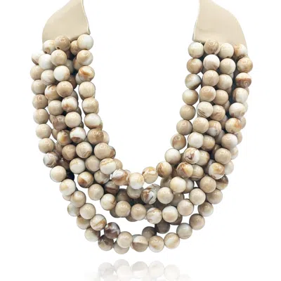 Michael Nash Jewelry Women's Neutrals Multi-strand Ivory Agate Resin Necklace With Ivory Vegan Adjustable Clasp
