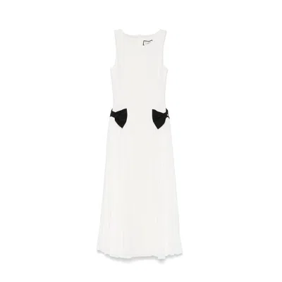 Nissa Bow-detail Midi Dress In White