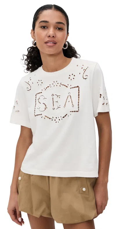 Sea Marie Embroidery T-shirt White In White
