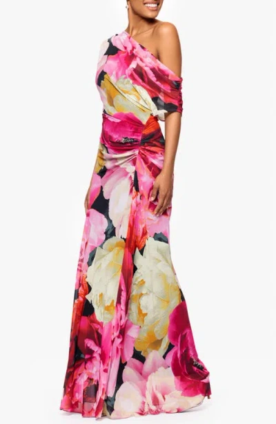 Betsy & Adam Floral One-shoulder Gown
