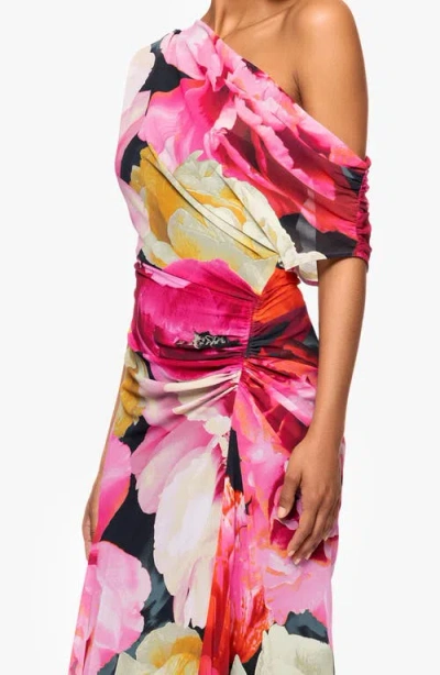 Betsy & Adam Floral One-shoulder Gown