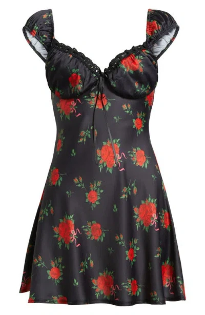Rare London Rose Print Minidress