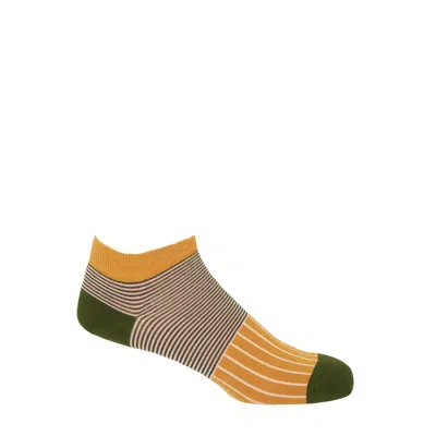 Peper Harow - Made In England Yellow Oxford Stripe Men's Trainer Socks – Mustard