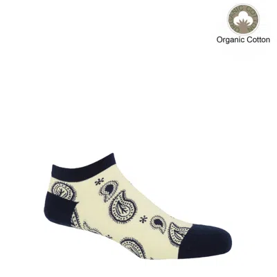 Peper Harow - Made In England Neutrals Paisley Men's Trainer Socks – Cream