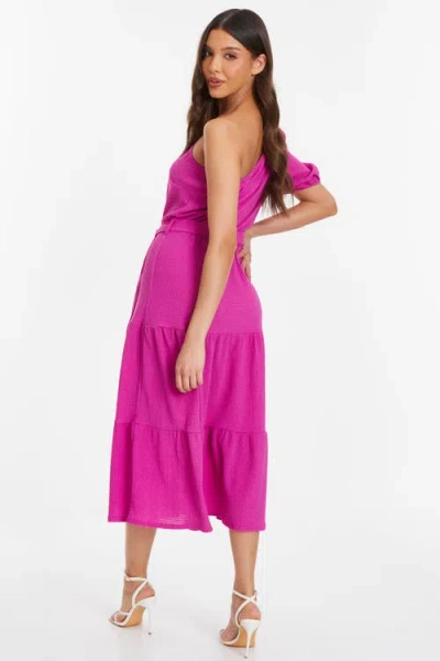 Quiz Textured One Sleeve Midi Dress