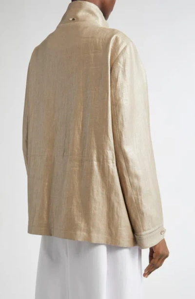 Herno Laminated Linen Field Jacket In White