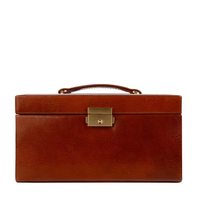 Time Resistance Cognac Brown Leather Jewelry Box For Women - Beloved