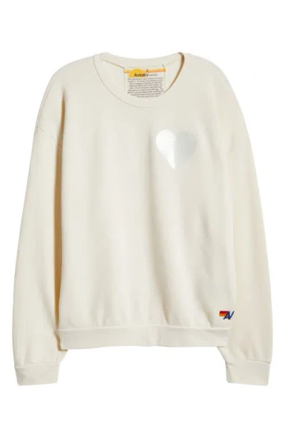 Aviator Nation Glitter Heart Crewneck Sweatshirt
