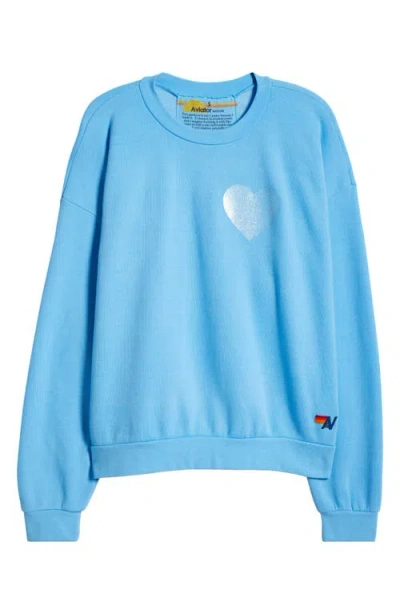 Aviator Nation Glitter Heart Crewneck Sweatshirt