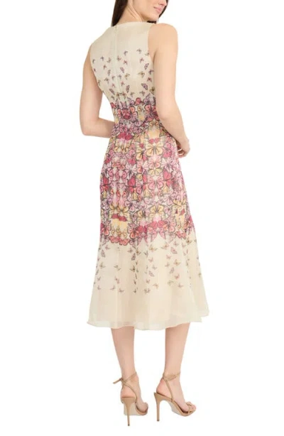 Maggy London Butterfly Print Sleeveless Midi Dress