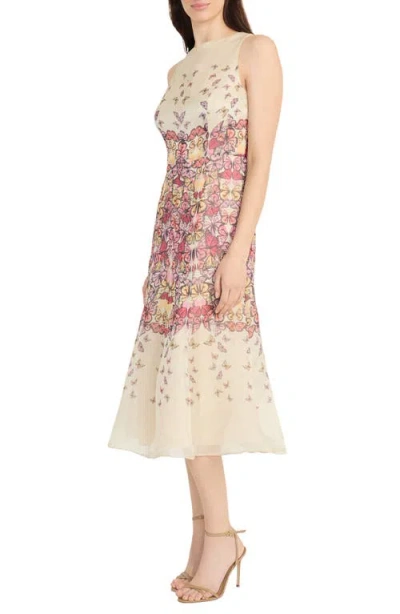 Maggy London Butterfly Print Sleeveless Midi Dress