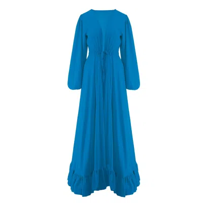 Bluzat Women's Blue Ruffled Kaftan