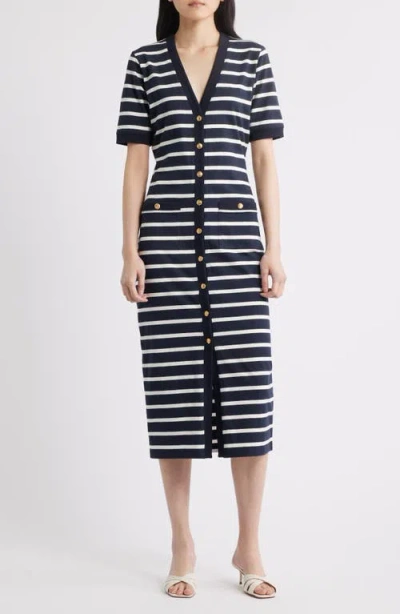 Frame The Striped Sailor Organic Cotton Midi Dress