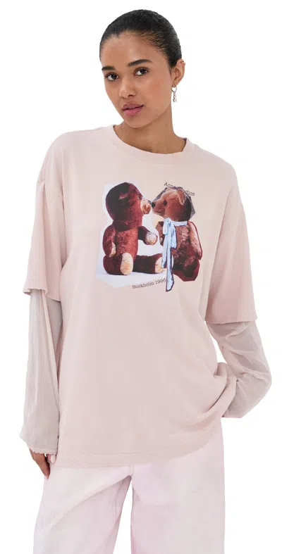 Acne Studios Pink Violet Layered T-shirt With Print In Pink