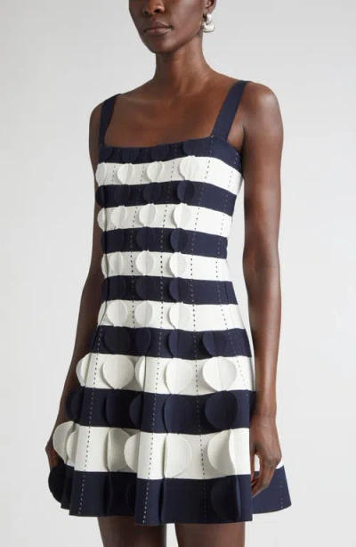 Oscar De La Renta Stripe 3d Circle Knit Minidress