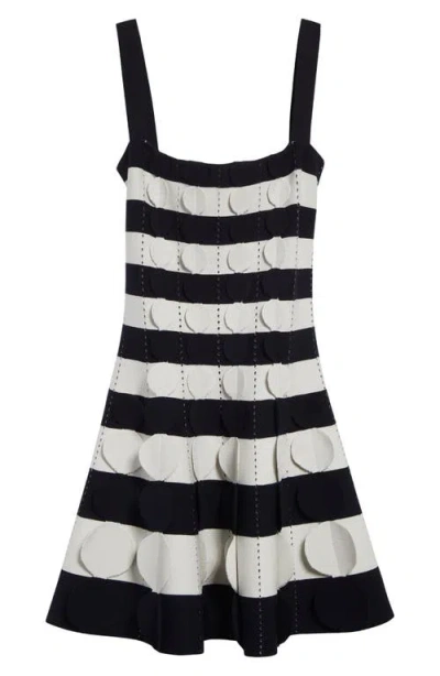 Oscar De La Renta Stripe 3d Circle Knit Minidress