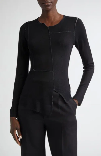 Jason Wu Collection Panelled Merino Wool Cardigan In Black