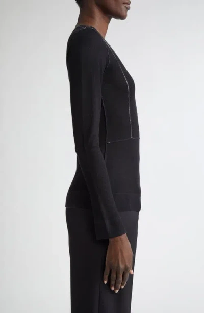 Jason Wu Collection Panelled Merino Wool Cardigan In Black