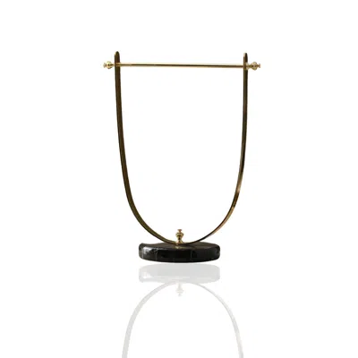 Marleth Gold / Black Handmade Marble And Brass Towel Holder & Black Marble Base