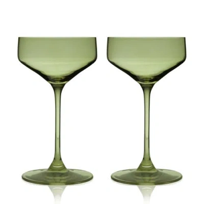 Viski Reserve Nouveau Crystal Coupes In Green