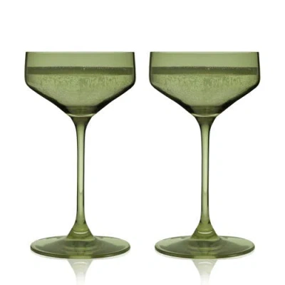 Viski Reserve Nouveau Crystal Coupes In Green