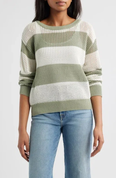 Beachlunchlounge Tresa Stripe Crochet Crewneck Sweater In Multi