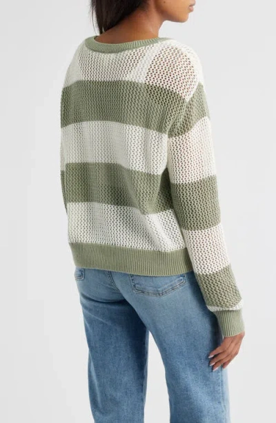 Beachlunchlounge Tresa Stripe Crochet Crewneck Sweater In Multi