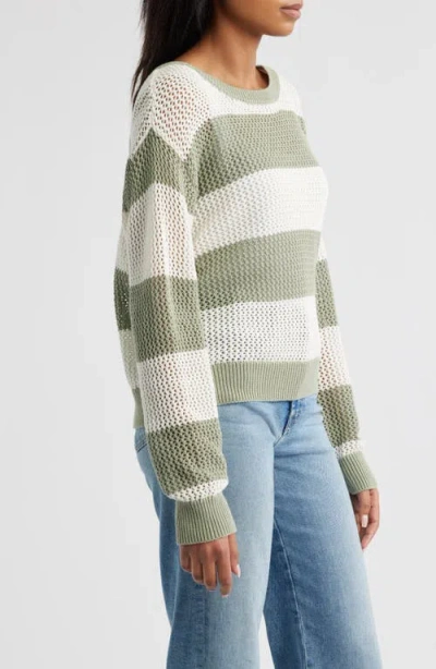 Beachlunchlounge Tresa Stripe Crochet Crewneck Sweater In Multi