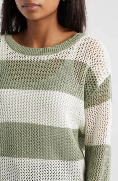 Beachlunchlounge Tresa Stripe Crochet Crewneck Sweater In Multi