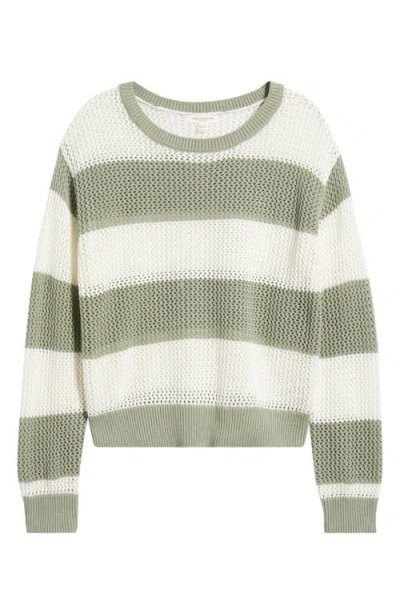 Beachlunchlounge Tresa Stripe Crochet Crewneck Sweater In Multi