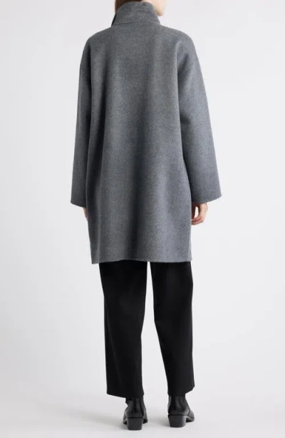 Eileen Fisher Stand Collar Reversible Wool & Cashmere Coat