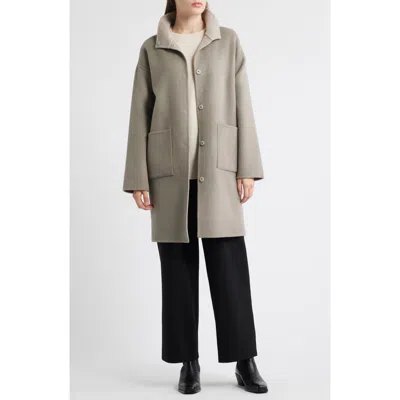 Eileen Fisher Stand Collar Reversible Wool & Cashmere Coat