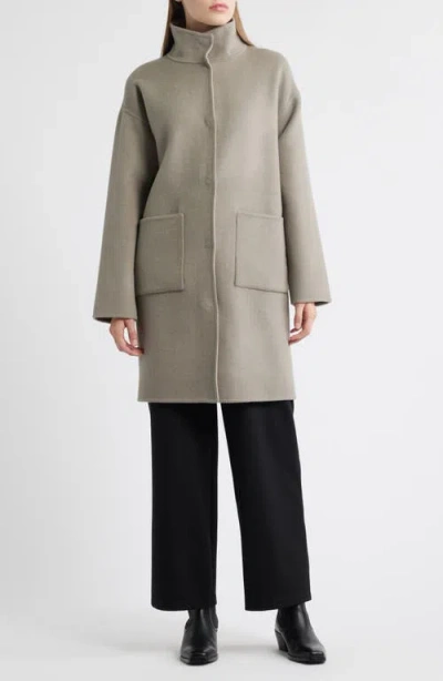 Eileen Fisher Stand Collar Reversible Wool & Cashmere Coat