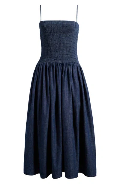Madewell Smocked Midi Sundress In Blue