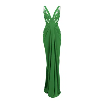 Alina Cernatescu Women's Alegria Green Maxi Wedding Guest Red Carpet Gown