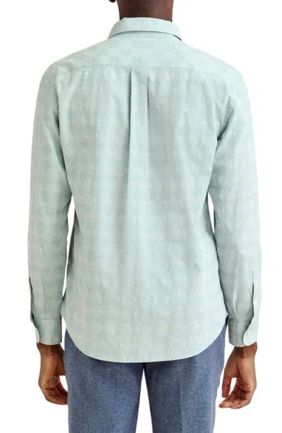 Billy Reid Mélange Tile Print Cotton Button-up Shirt In Blue
