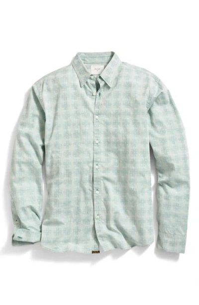 Billy Reid Mélange Tile Print Cotton Button-up Shirt In Blue