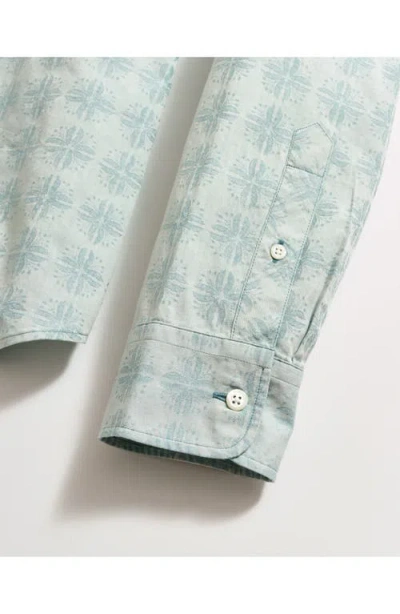 Billy Reid Mélange Tile Print Cotton Button-up Shirt In Blue