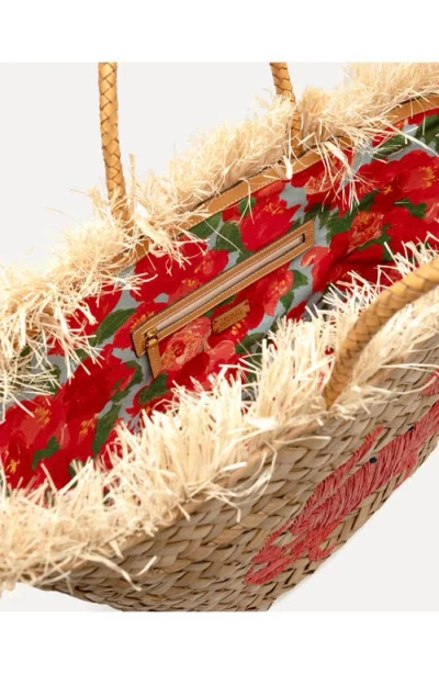 Frances Valentine Embroidered Crab Wicker Tote Bag