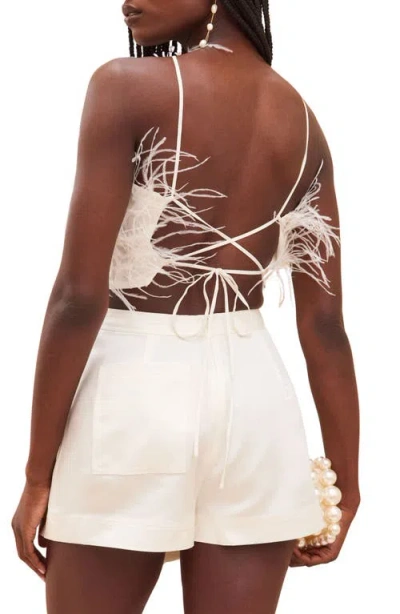 Cult Gaia Joey Ostrich Feather Halter Top
