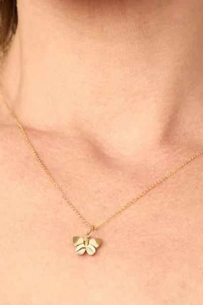 Oradina 14k Gold Mosaic Butterfly Pendant Charm