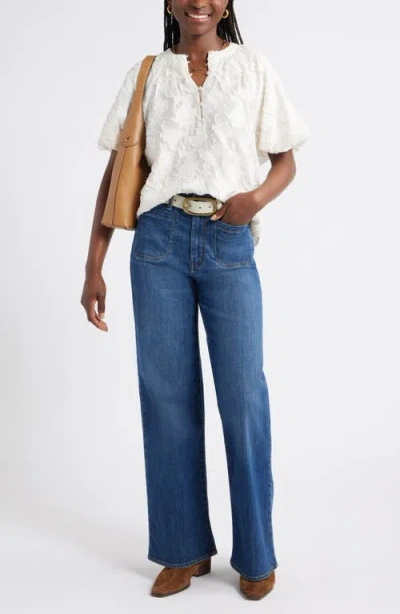 Caslonr Caslon(r) Floral Jacquard Puff Sleeve Top