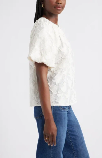 Caslonr Caslon(r) Floral Jacquard Puff Sleeve Top