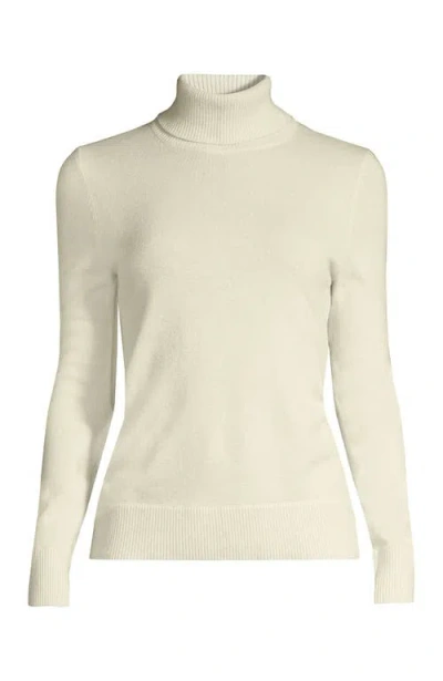 Lands' End Cashmere Turtleneck Sweater In White
