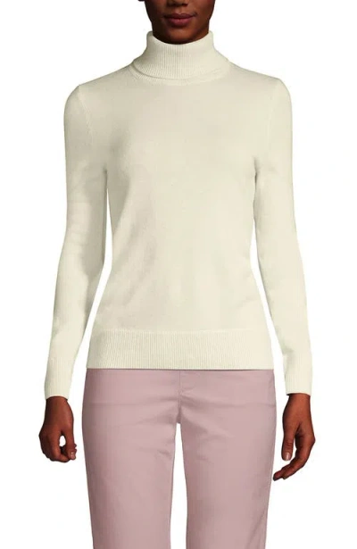 Lands' End Cashmere Turtleneck Sweater In White