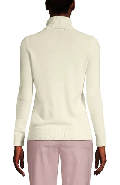 Lands' End Cashmere Turtleneck Sweater In White