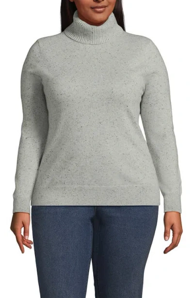 Lands' End Cashmere Turtleneck Sweater In Gray