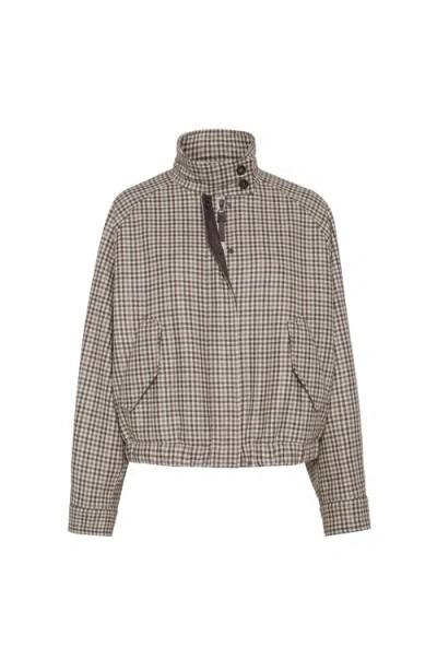 Brunello Cucinelli Checked Flannel Bomber Jacket