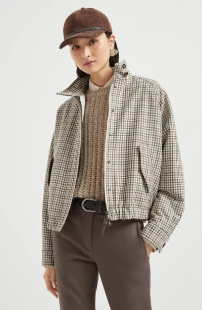 Brunello Cucinelli Checked Flannel Bomber Jacket